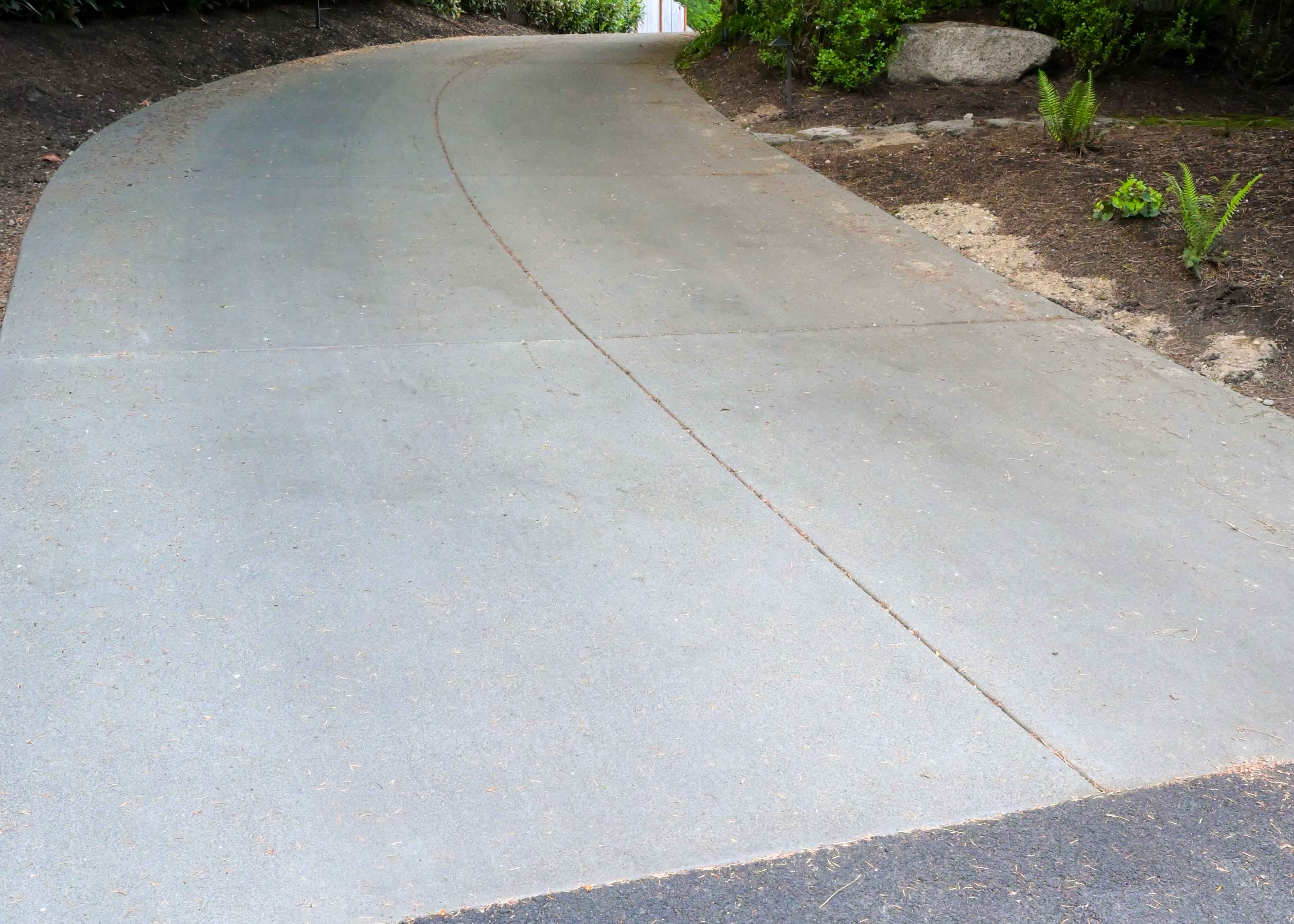 Curved and sloped driveway